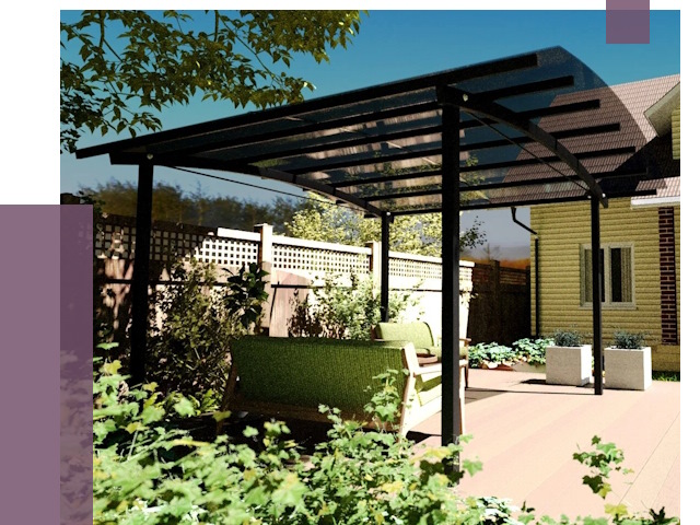 Навесы для террасы в Электростали от 12916 руб. под ключ | ПРОЛЁТ-Элк