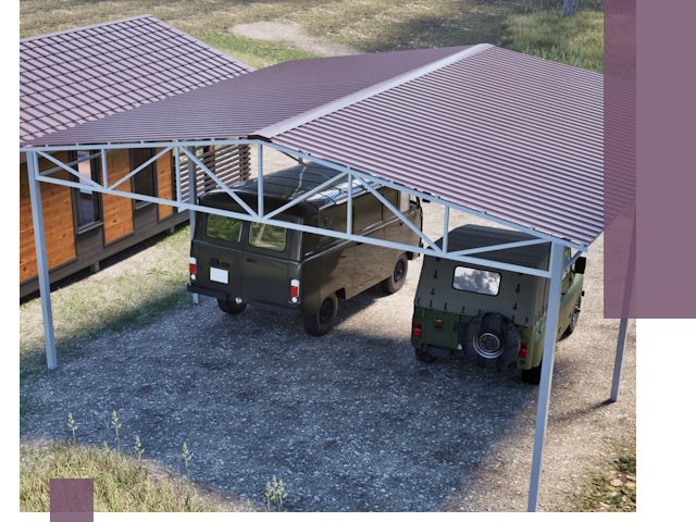 Двускатные навесы под ключ в Электростали — изготовление и монтаж