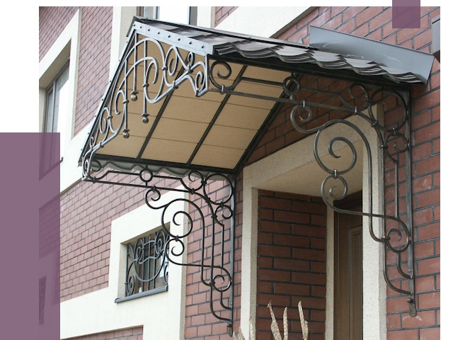 Двускатные козырьки в Электростали под ключ от 12663 руб.